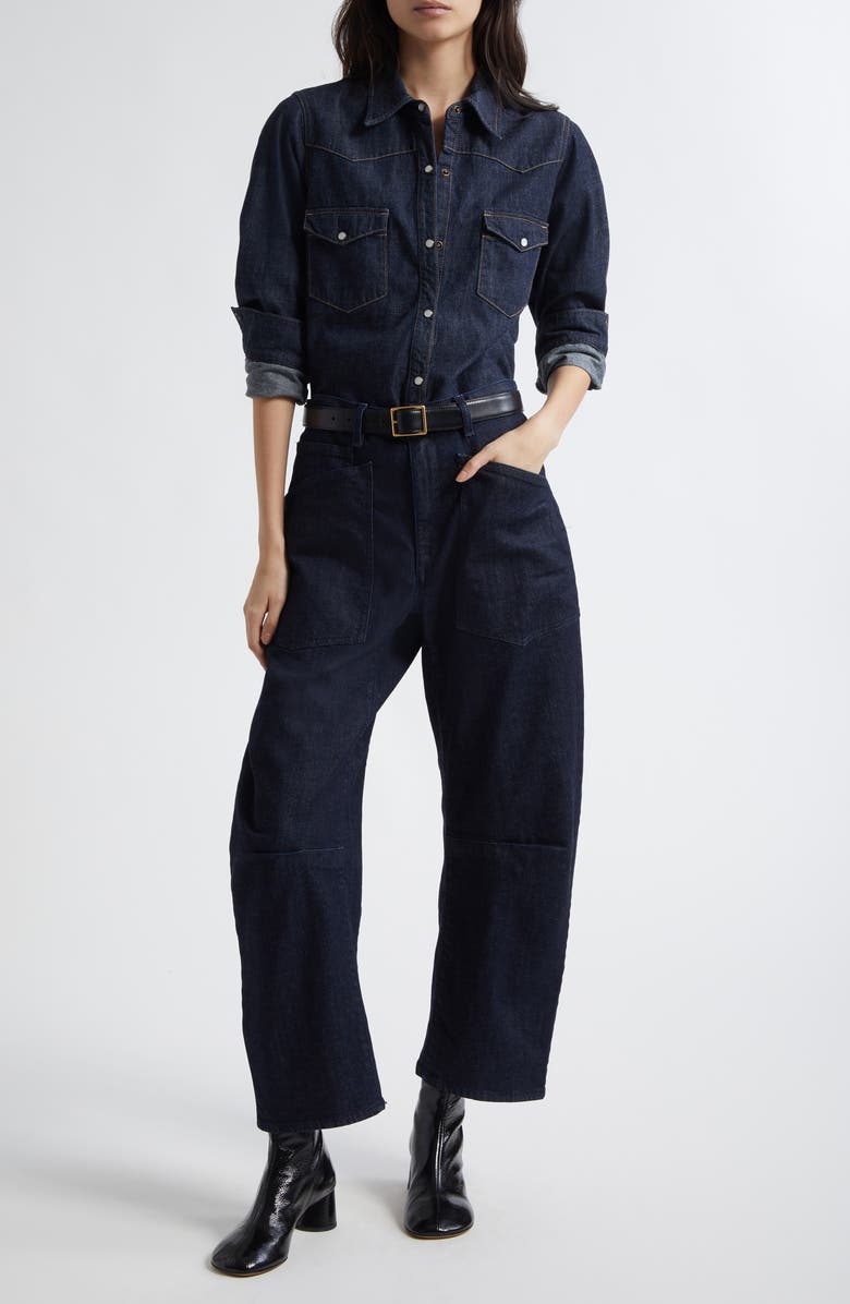 Nili Lotan Travis Long Sleeve Chambray Shirt, Alternate, color, Indigo Rinse