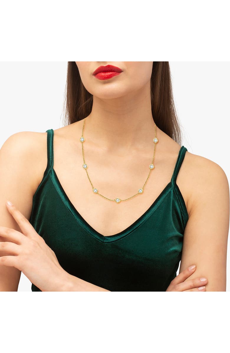 ALLUREZ Natural Diamond Station Necklace Bezel-Set 14k, Alternate, color, Yellow Gold