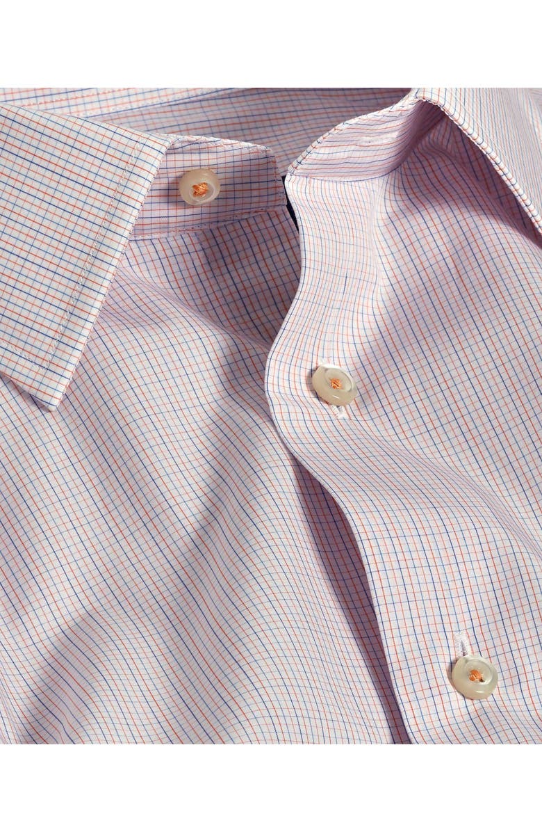 David Donahue Trim Fit Check Cotton Dress Shirt, Alternate, color, White/ Melon