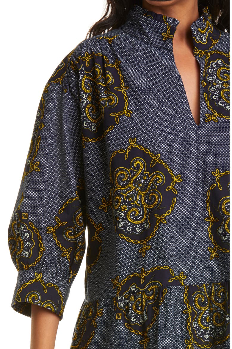 Curator Mix Print Cotton Tunic (Nordstrom Exclusive), Alternate, color, BACK OF TORTOISE