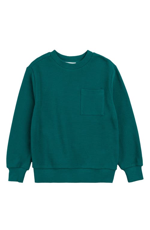 MILES THE LABEL Kids' Spruced Up Ottoman Rib Organic Cotton Sweatshirt in Teal 