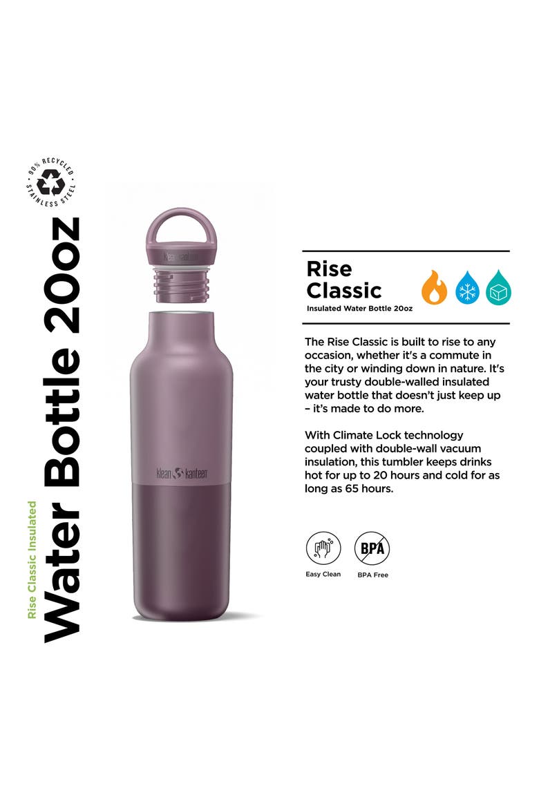 20oz Rise Classic Insulated Water Bottle with Arch Loop Cap, Alternate, color, Dusty Orchid