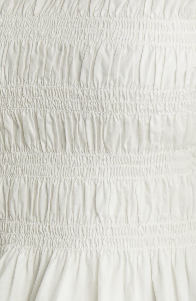 AllSaints Lara Smocked Eyelet Embroidered Off the Shoulder Top, Alternate, color,