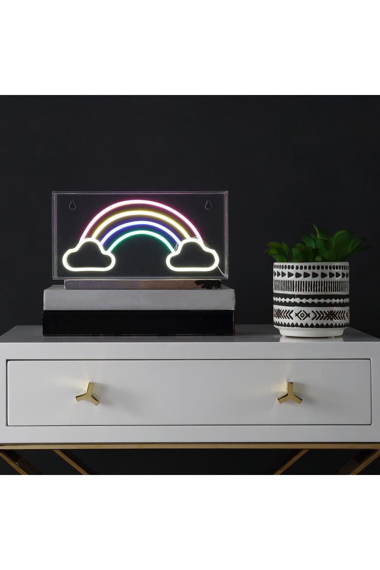 Rainbow Contemporary Glam Acrylic Box USB Operated LED Neon Light, Alternate, color, Multi Color