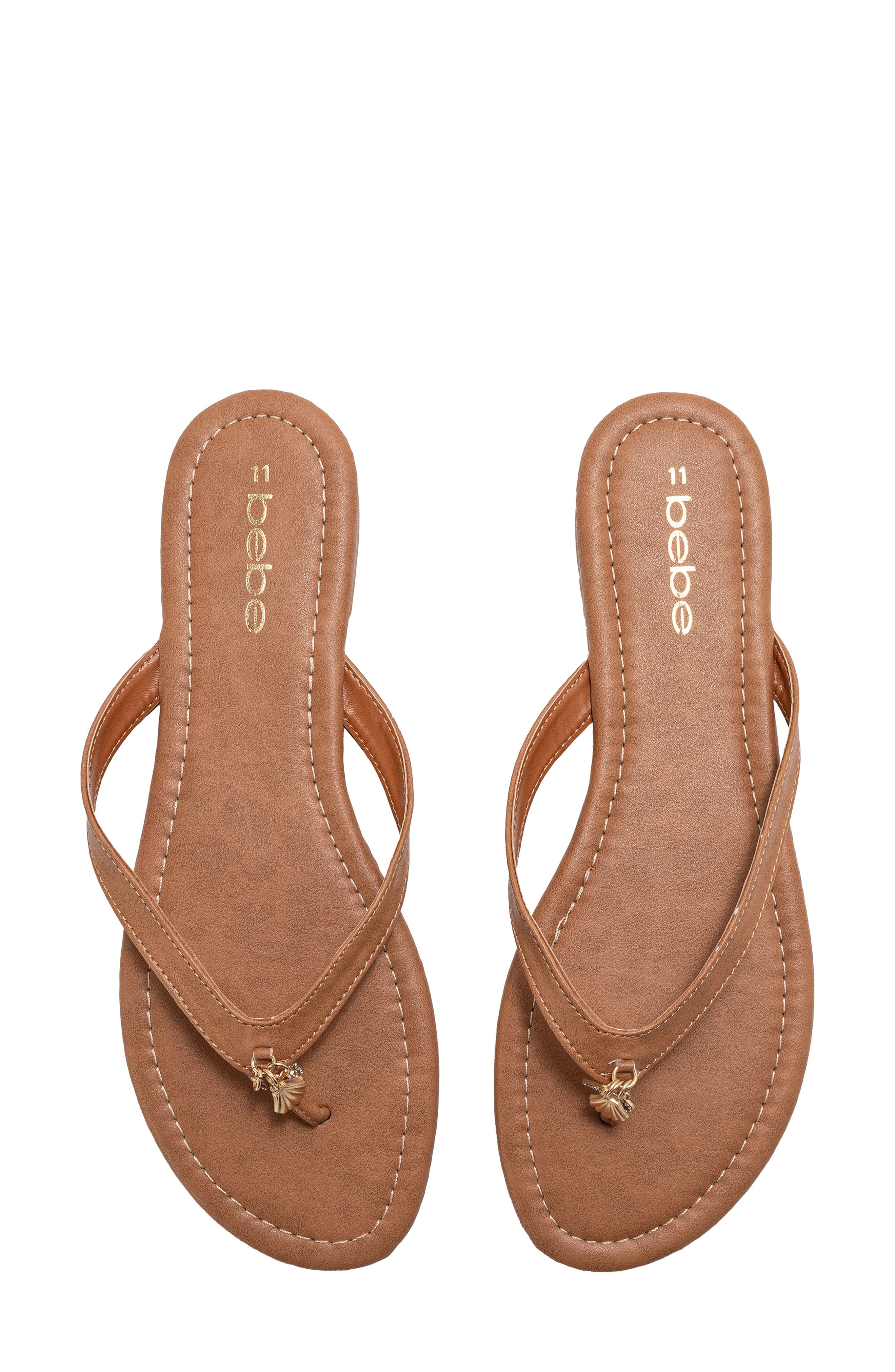 bebe Charm Thong Sandal, Alternate, color, Tan