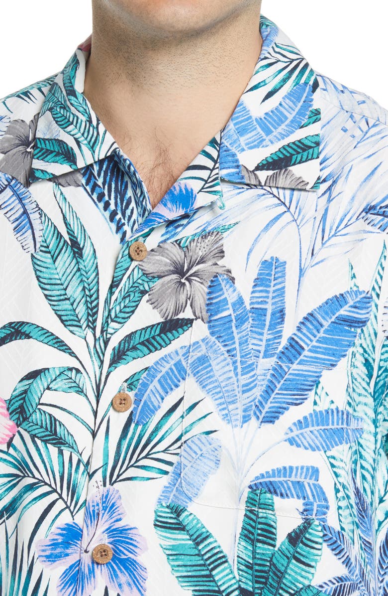 Tommy Bahama Garden Getaway Short Sleeve Silk Button-Up Camp Shirt, Alternate, color, 