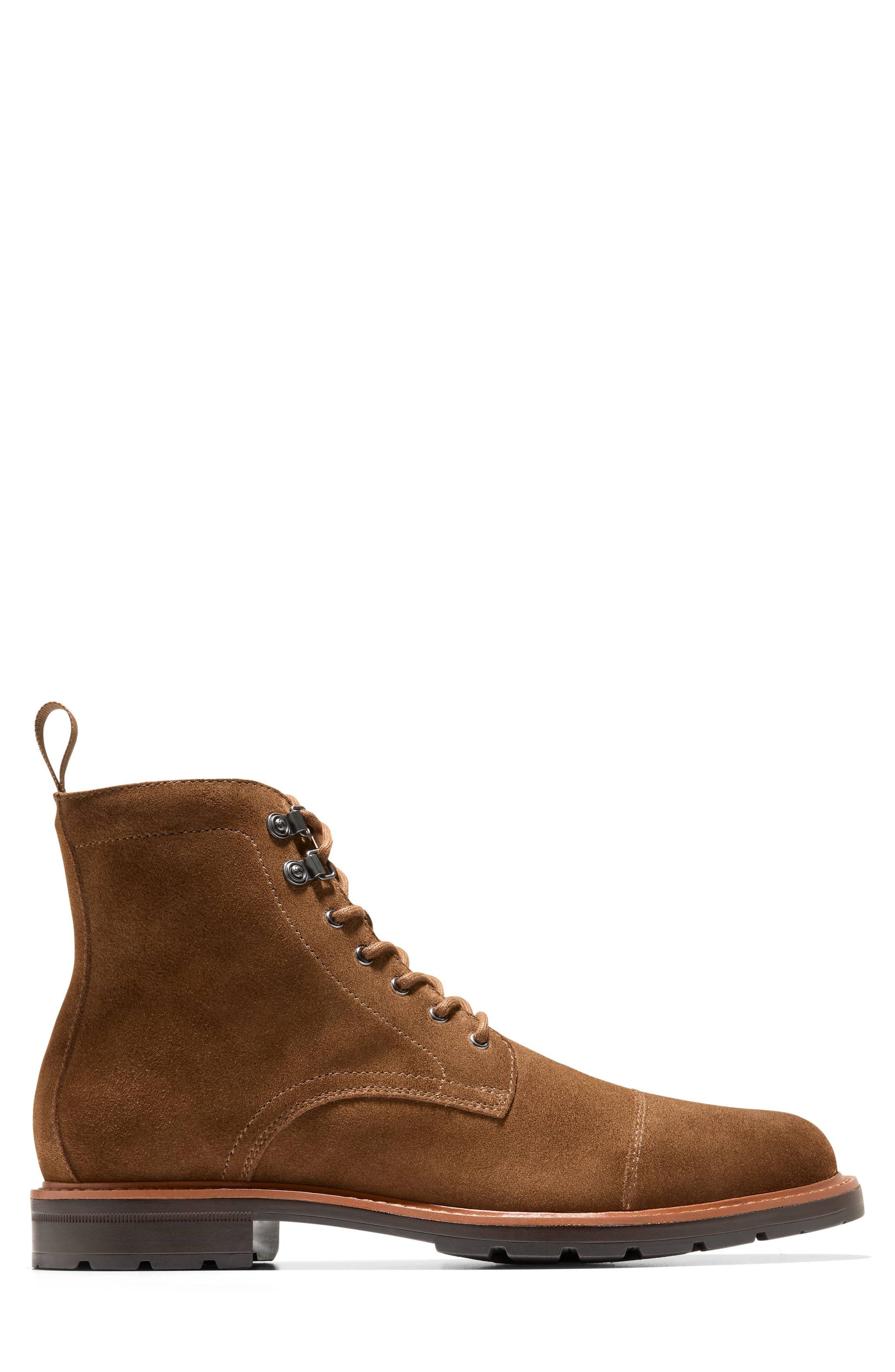 Cole Haan Chamberlain Cap Toe Boot, Alternate, color, Spiced Brown Suede /Dark Brown