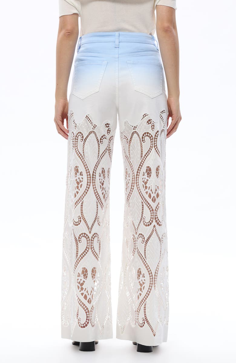 Bayeas Eyelet High Waist Wide Leg Jeans, Alternate, color, Sky Blue/White