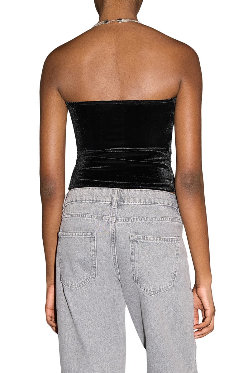MANGO TEEN Velvet Tube Top, Alternate, color, Black