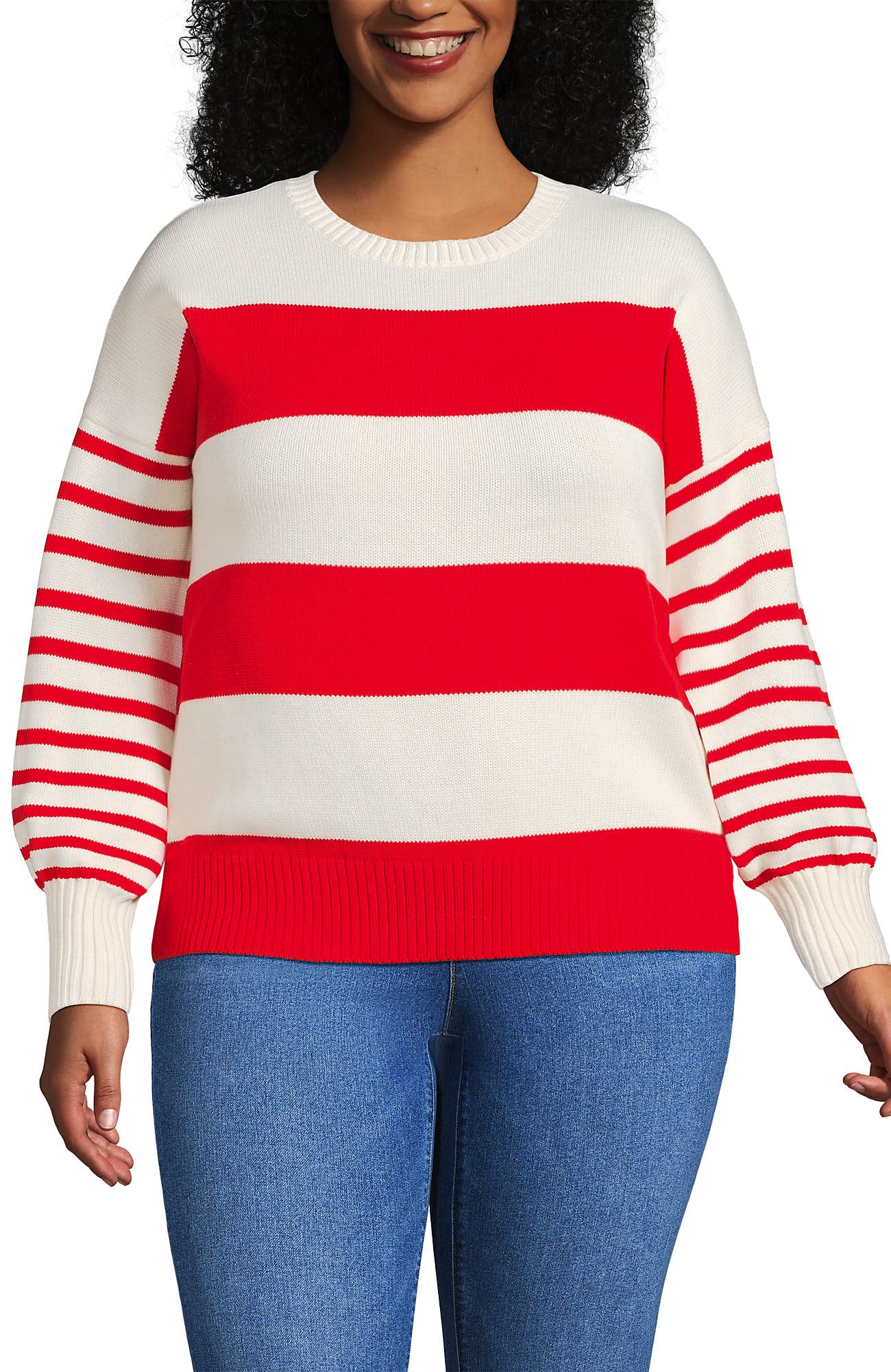 selected Coral Red/Ivory Stripes