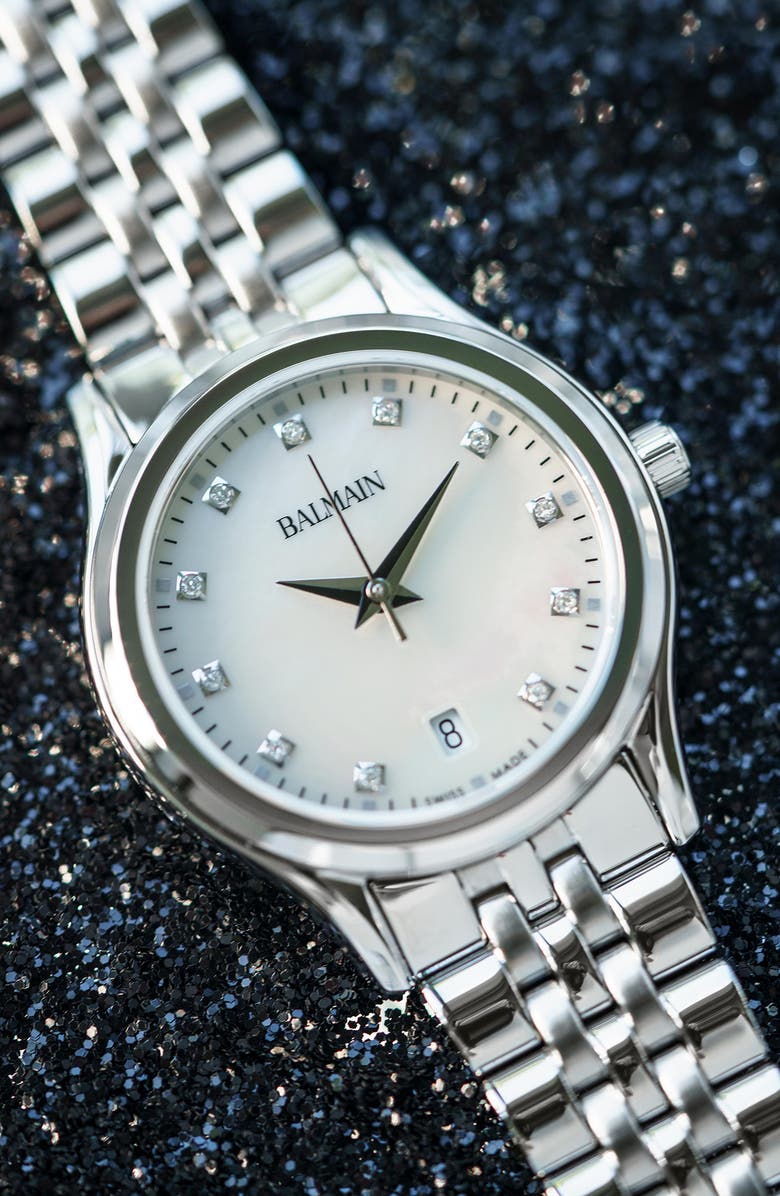 BALMAIN WATCHES Beleganza Diamond Bracelet Watch, 27.5mm, Alternate, color, Silver