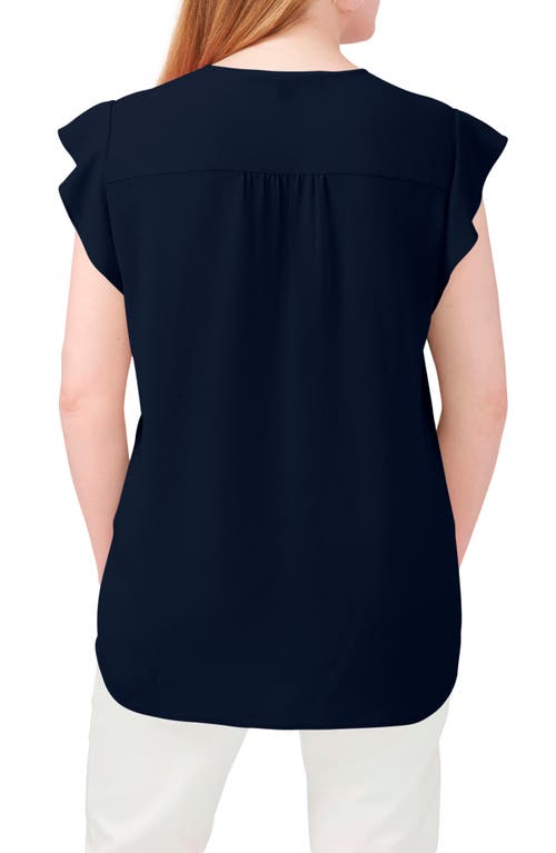 Chaus Print Flutter Sleeve Blouse In Blue