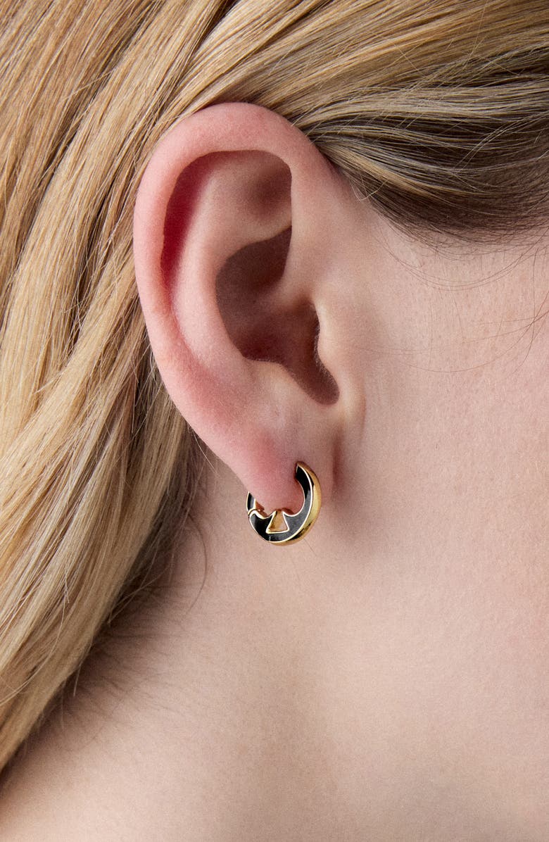 Kate Spade New York everyday spade cutout huggie hoop earrings, Alternate, color, Black