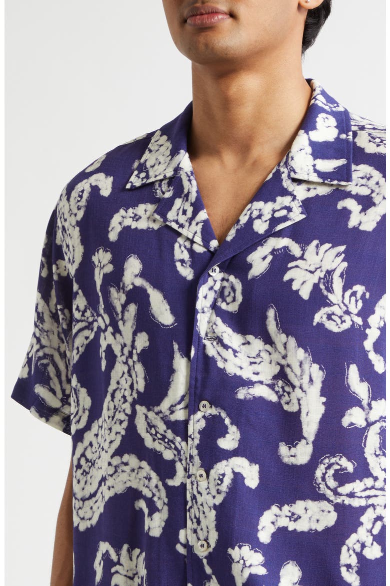 Hell Paisley Print Camp Shirt, Alternate, color, BLUE PAISLEY