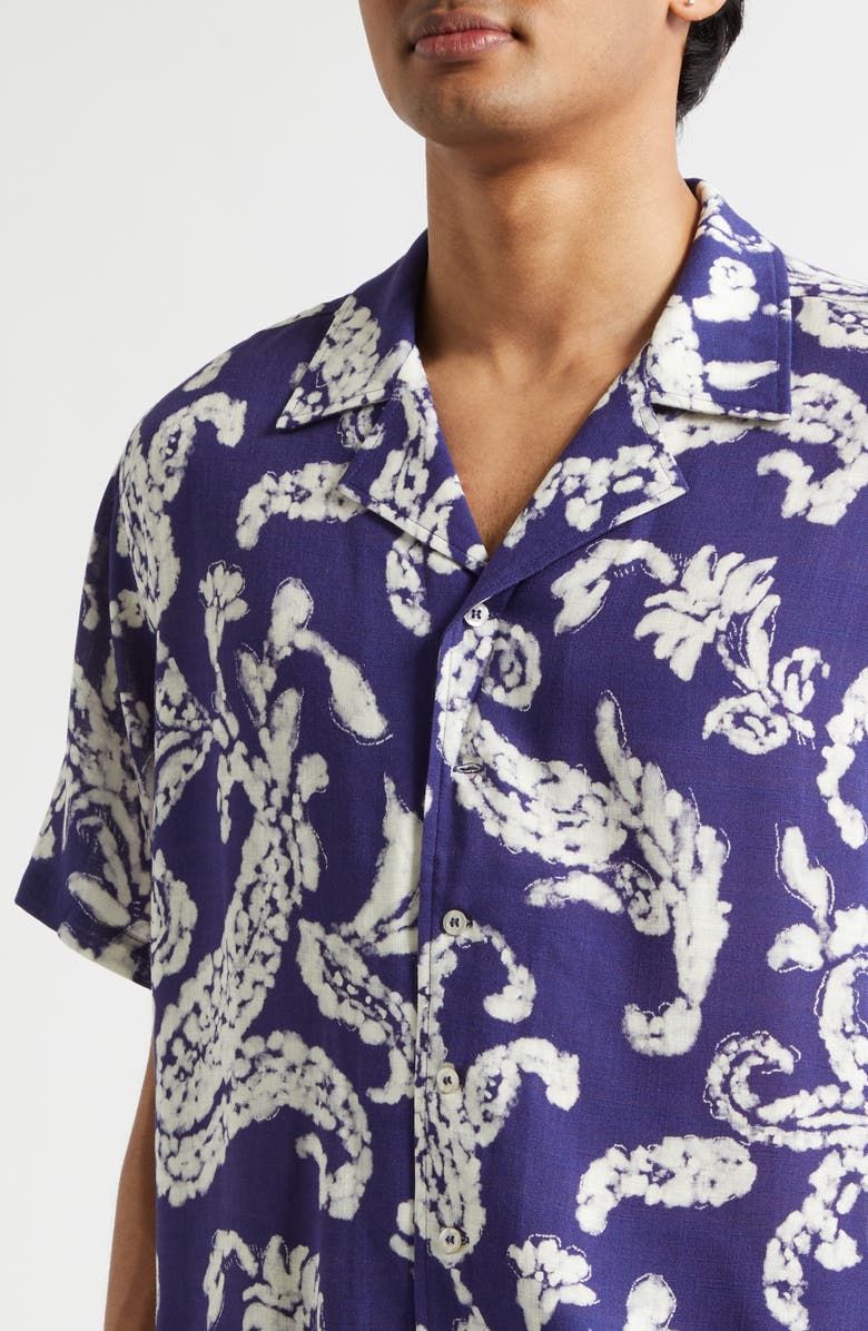 STOCKHOLM SURFBOARD CLUB Hell Paisley Print Camp Shirt, Alternate, color, Blue Paisley