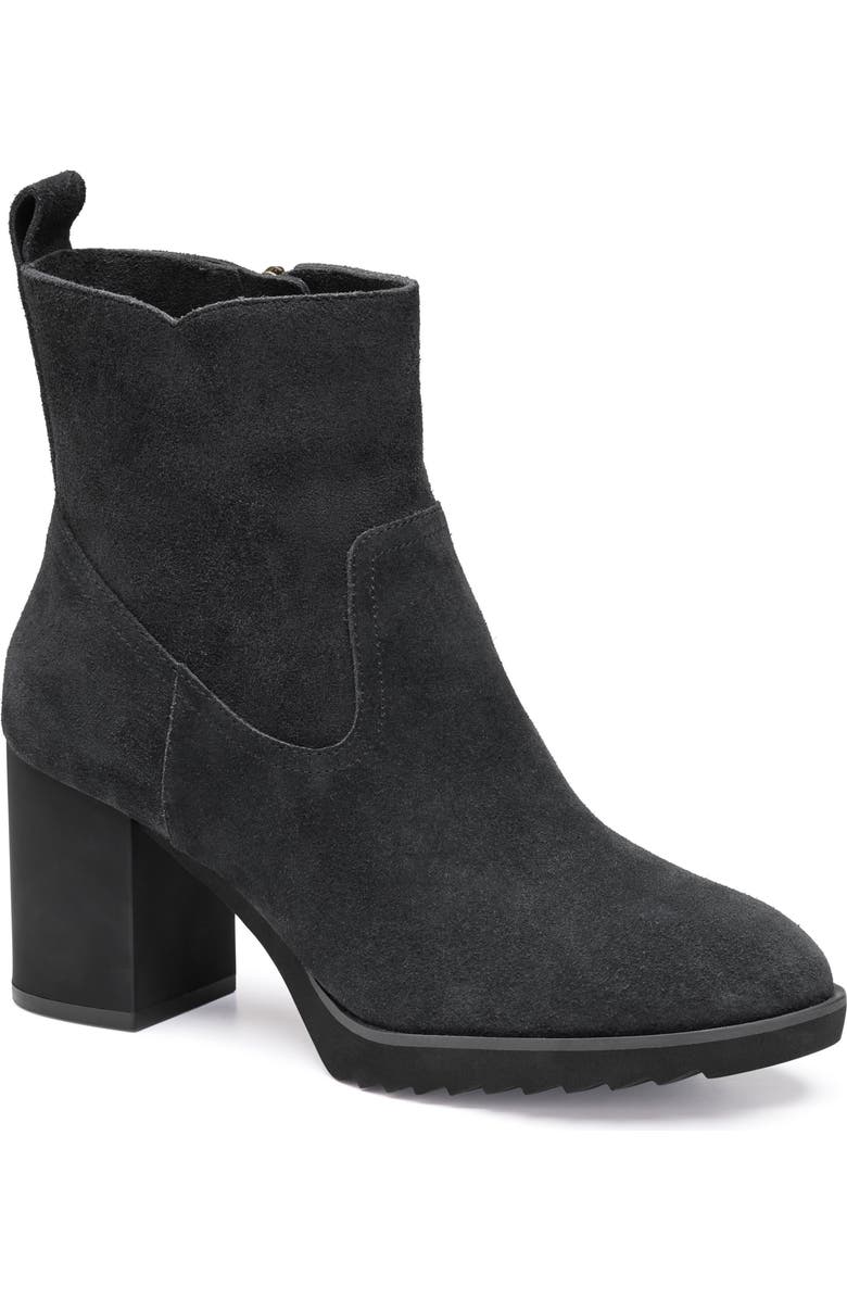 Johnston & Murphy Izzie Waterproof Platform Bootie, Main, color, Black Waterproof Suede