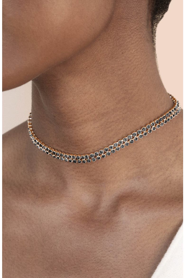 Crystal Sparkle Choker Necklace, Alternate, color, BLACK