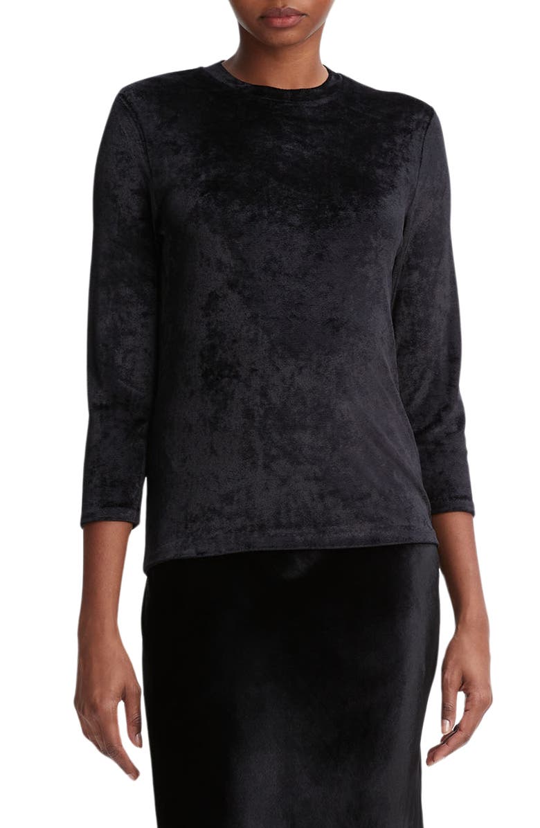 Vince Velour Crewneck Top, Main, color, Black