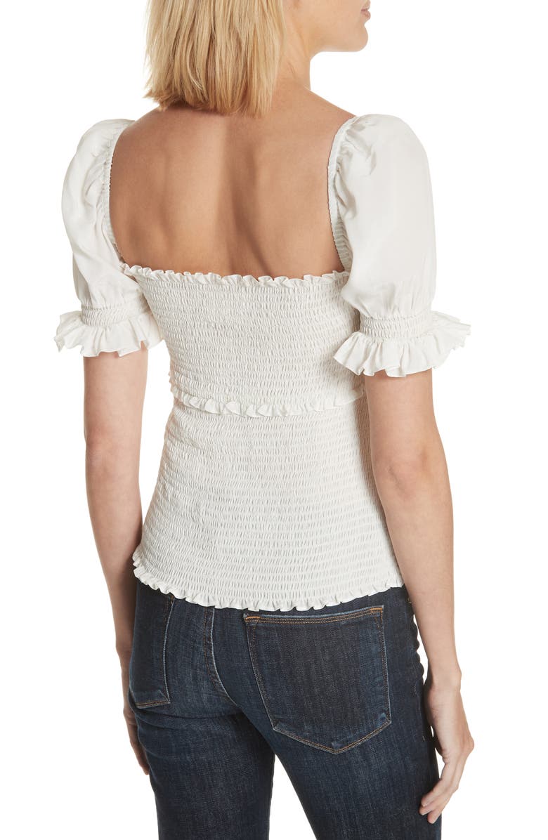 Cinq à Sept Ellis Smocked Silk Top, Alternate, color, 