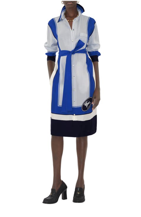 Knight Stamp Box Silk Shirt Dress