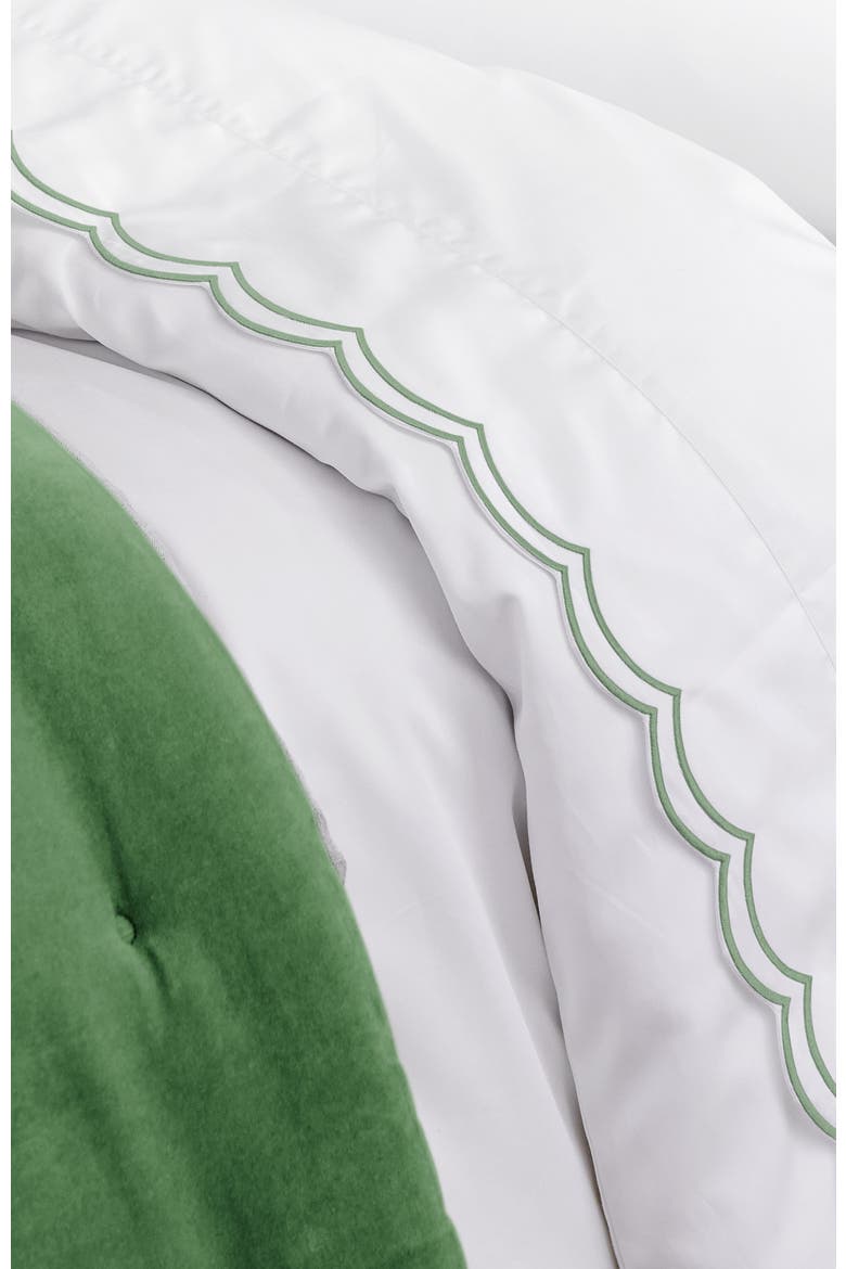 Scallop Edge Luxury Cotton Sateen Flat Sheets, Alternate, color, Matcha