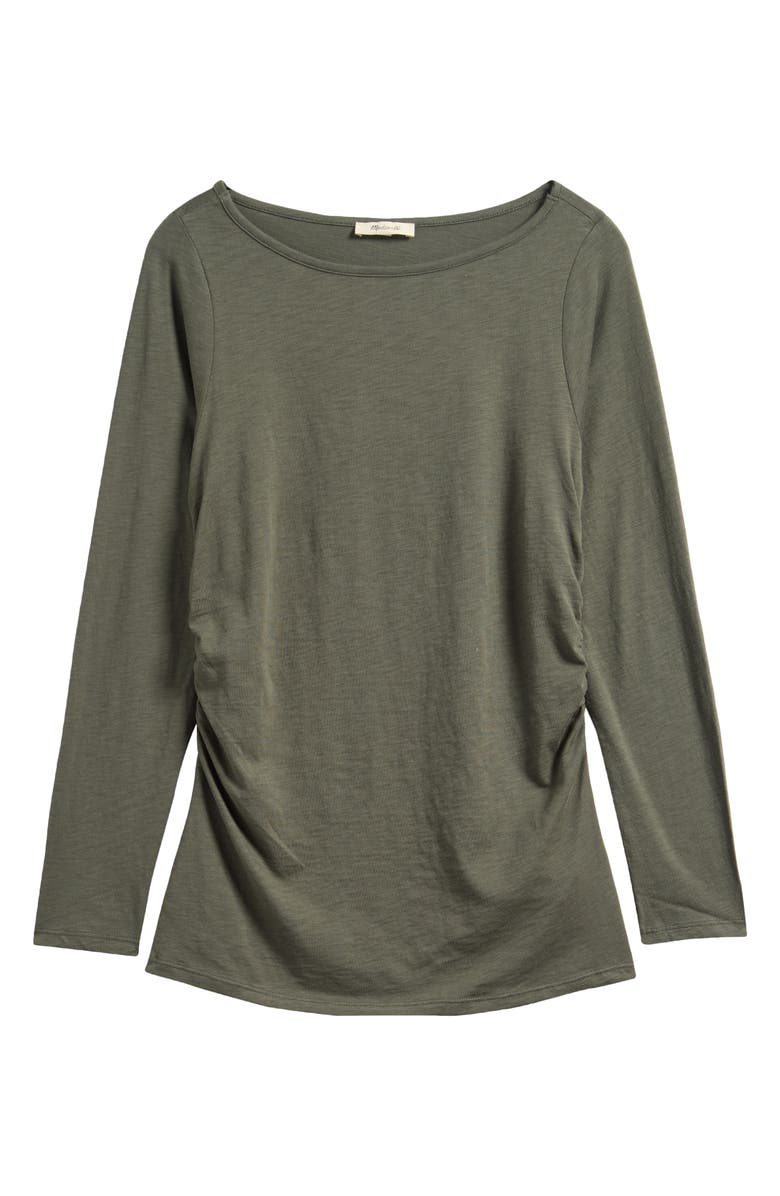 Madewell Ruched Long Sleeve Top, Alternate, color, Smoky Laurel