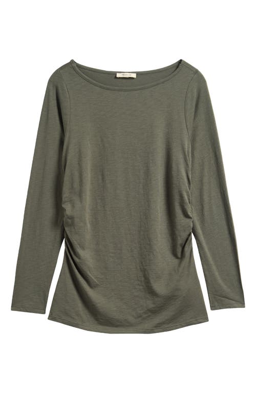 Madewell Ruched Crewneck Long-sleeve Tee In Green