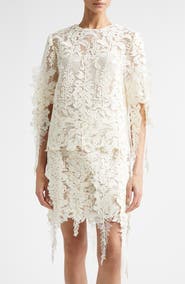 Oscar de la Renta Foxgloves Guipure Lace Top