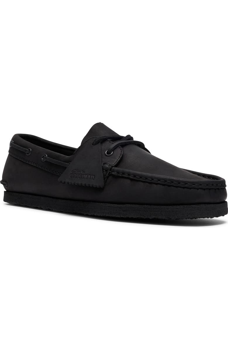 Clarks<sup>®</sup> Originals Godney Boat Shoe, Main, color, Black Leather