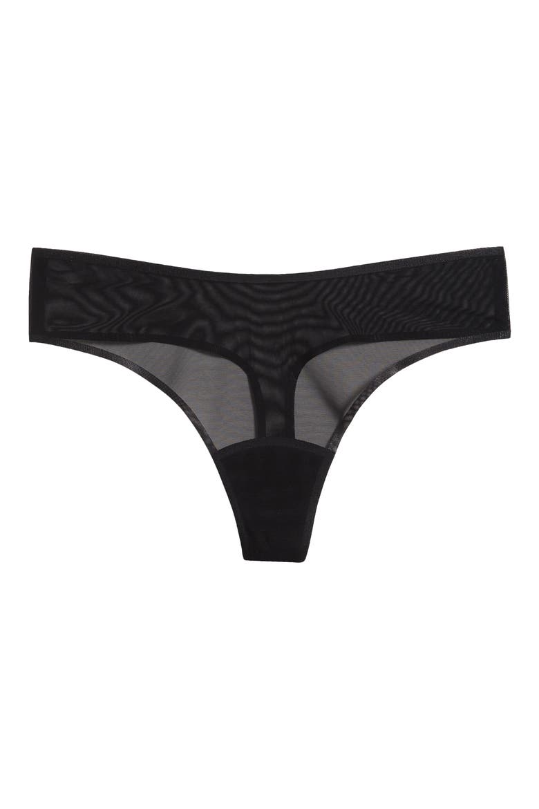 Chic Mesh Thong, Alternate, color, BLACK