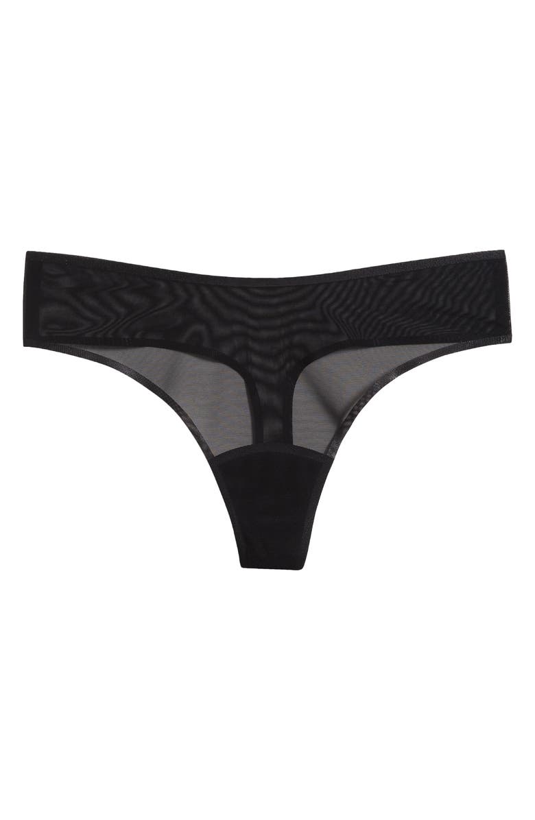 Commando Chic Mesh Thong, Alternate, color, Black