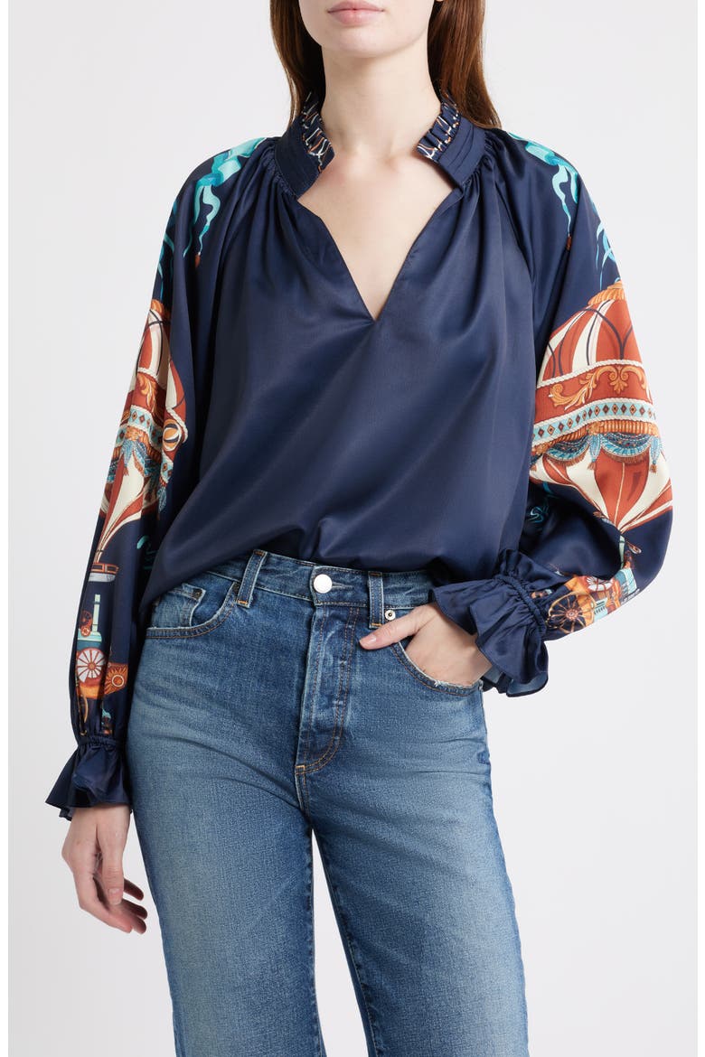 Helen Satin Top, Main, color, NAVY MULTI