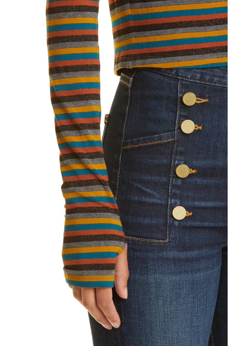 Jordan Stripe V-Neck Cardigan, Alternate, color, FLORAL MULTI
