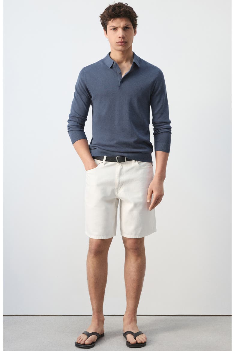 Long Sleeve Cotton Polo, Alternate, color, INDIGO BLUE