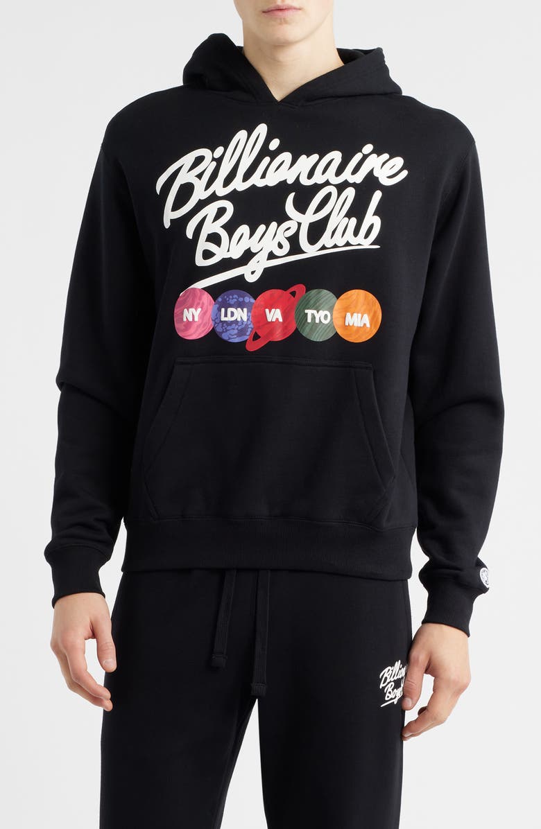 Billionaire Boys Club Script Cotton Graphic Hoodie, Main, color, Black