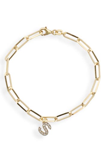 Meshmerise Diamond Initial Charm Bracelet In Burgundy