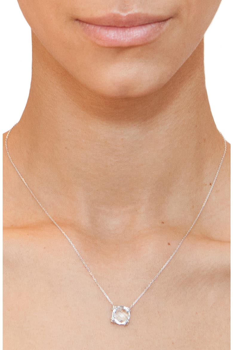 Dew Drop Cluster Topaz Pendant Necklace, Alternate, color, WHITE TOPAZ