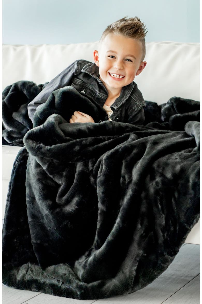 Plush Black Onyx Blanket, Alternate, color, Black
