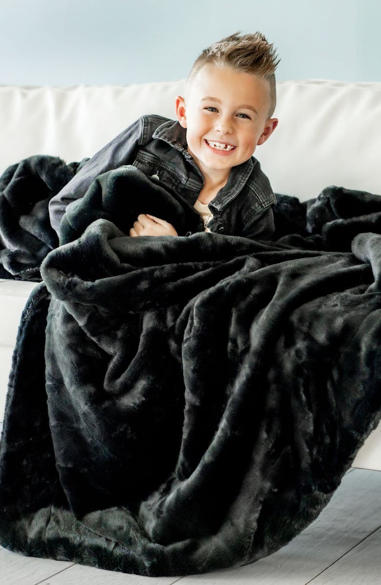 Minky Couture Plush Black Onyx Blanket, Alternate, color, 