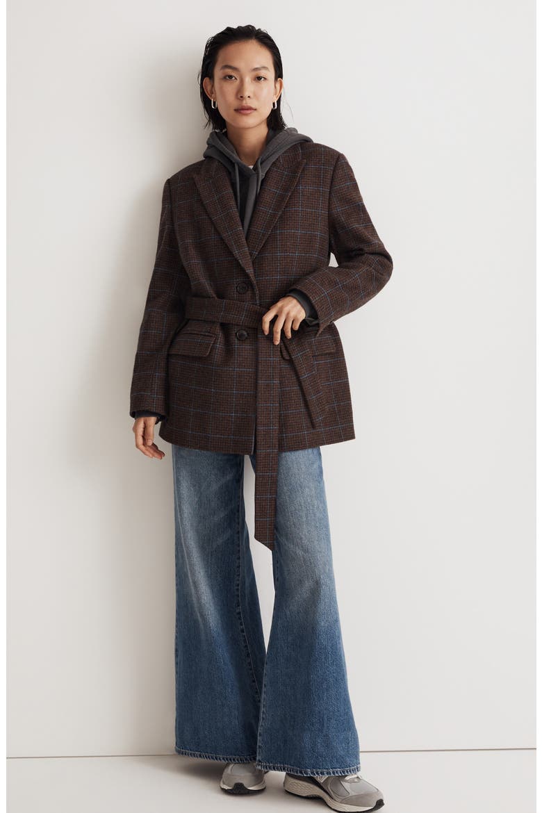 The Bedford Plaid Oversize Belted Wool Blend Blazer, Alternate, color, MELISSA HOUNDSTOOTH PLAID