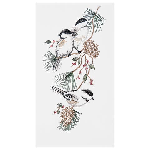 Chickadees Birds in Tree Flour Sack Kitchen Towel Dish Decor Decoration 27L x 18W in.