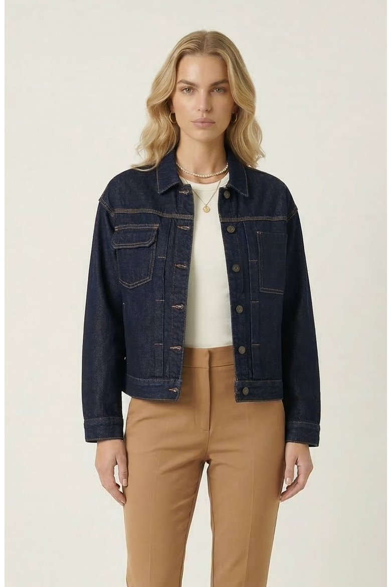 Utility Patch Pocket Denim Jacket, Main, color, Dark Indigo