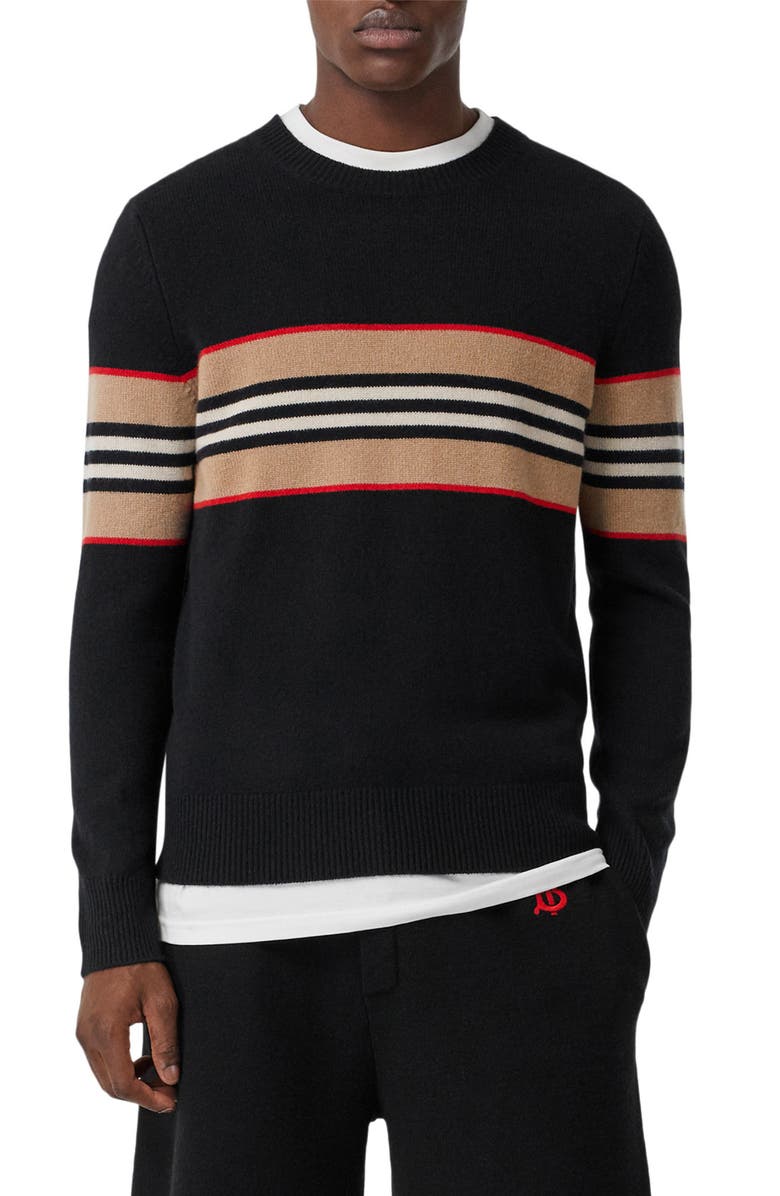 Burberry Icon Stripe Cashmere Sweater, Main, color, 