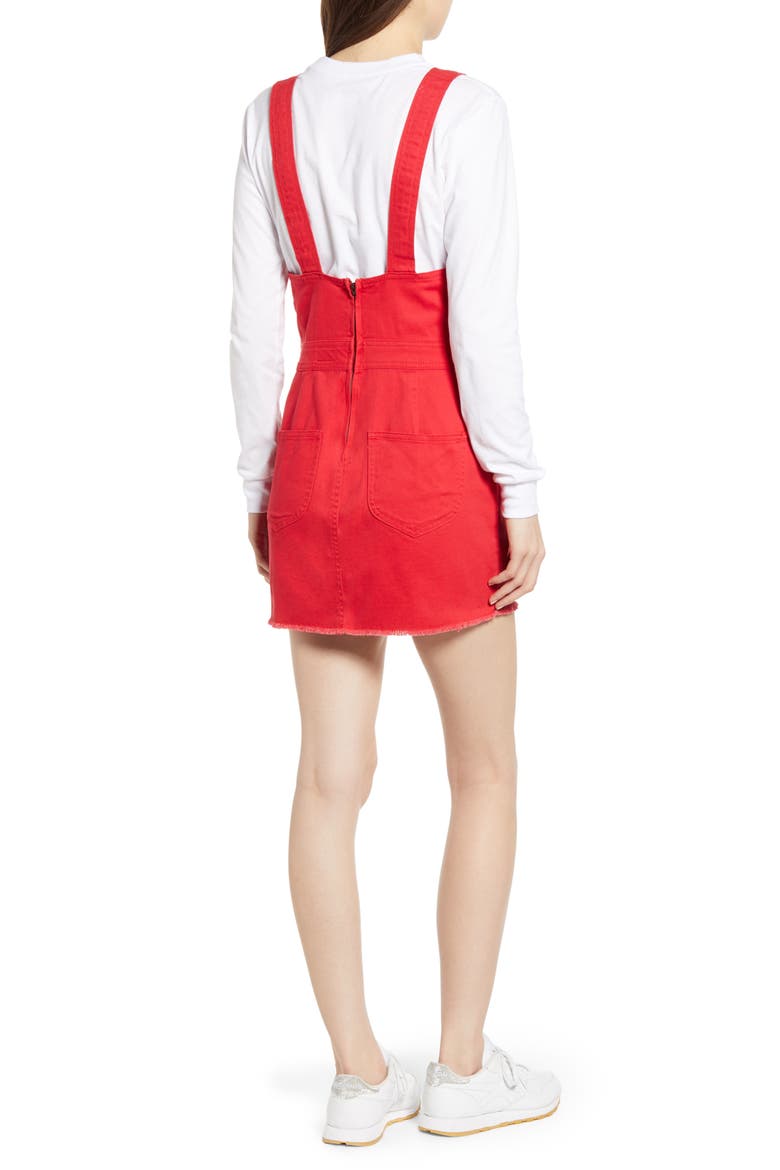 Twill Overall Dress, Alternate, color, RED