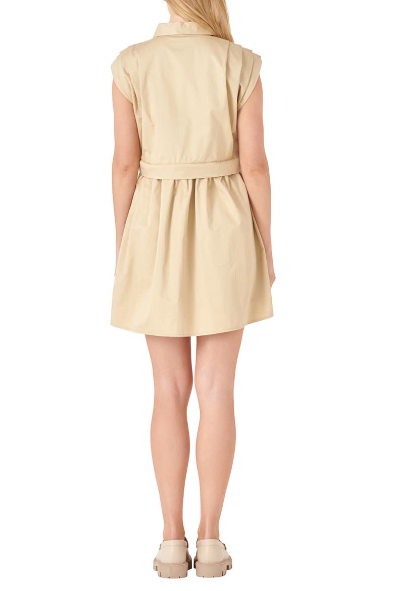 Pleated Shoulder Shirtdress, Alternate, color, TAN