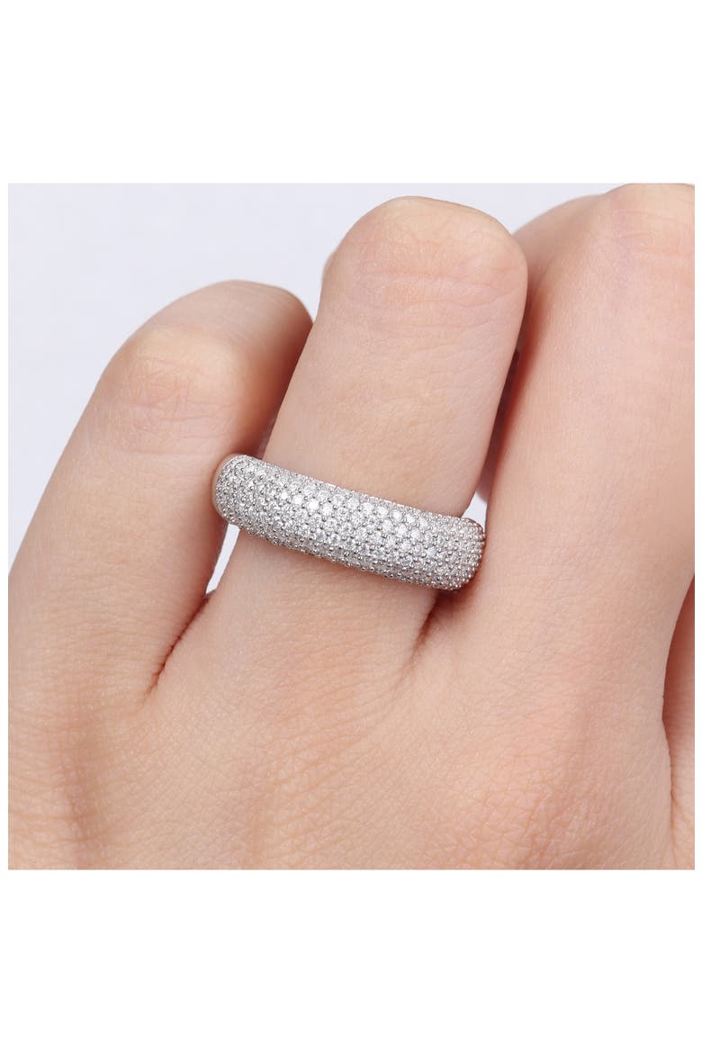 Sterling Silver Pavé Created Moissanite Ring, Alternate, color, SILVER