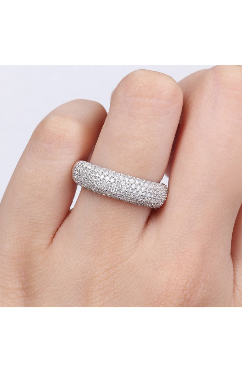 DELMAR Sterling Silver Pavé Created Moissanite Ring, Alternate, color, Silver