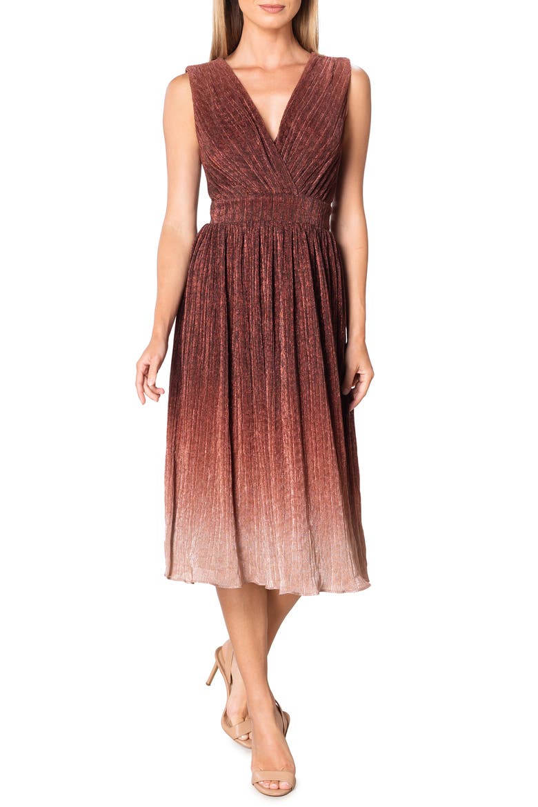 Ellery Shimmer Ombré Midi Cocktail Dress, Main, color, BURGUNDY MULTI