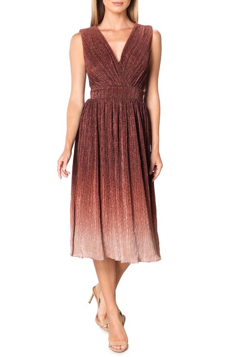 Ellery Shimmer Ombré Midi Cocktail Dress