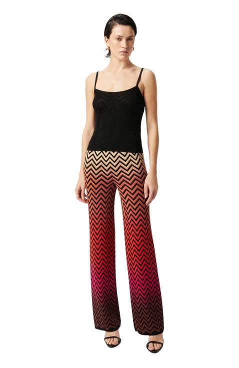 Straight Trousers With Dégradé Chevron Motif